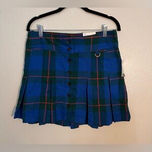 SO Blue & Green Plaid Pleated Mini Skirt – Size 13 NWT